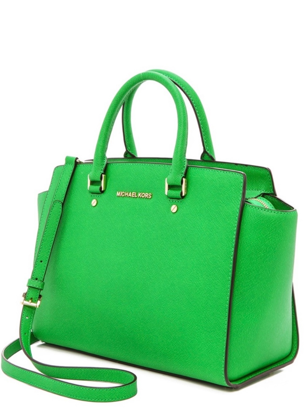 Michael Kors Bright Green Selma Satchel with Gold Hardware - Picture 2 of 7